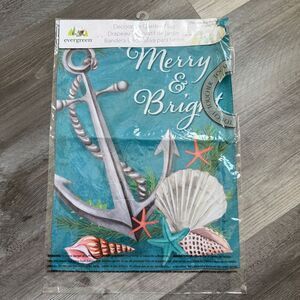 Garden Yard Flag Anchor Merry & Bright NEW Nautical Coastal